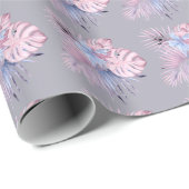 Papier Cadeau Élégant baby shower tropical pastel rose (Coin rond)