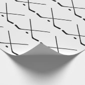 Papier Cadeau Élégant bâton de hockey noir et blanc et canard (Coin)