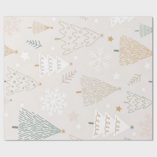 Papier Cadeau Elegant Beige Christmas Tree Gift Wrap (Plat)
