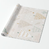 Papier Cadeau Elegant Beige Christmas Tree Gift Wrap (Déroulé)
