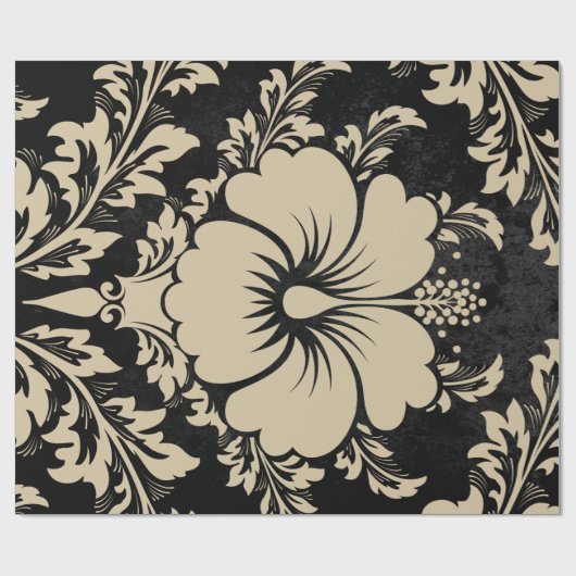 Papier Cadeau Elégant beige damassé Noël élégant (Plat)