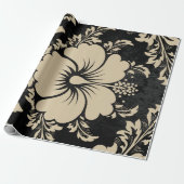 Papier Cadeau Elégant beige damassé Noël élégant (Déroulé)