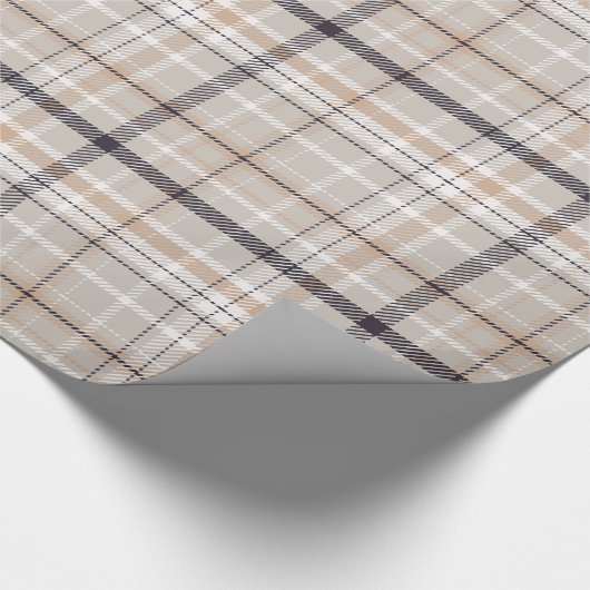Papier Cadeau Elegant Beige | Light Grey | Black Plaid Checkered (Coin)
