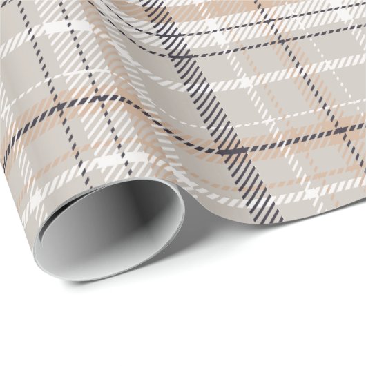 Papier Cadeau Elegant Beige | Light Grey | Black Plaid Checkered (Coin rond)