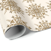 Papier Cadeau Elégant Beige Or Méditerranée Damask (Coin rond)