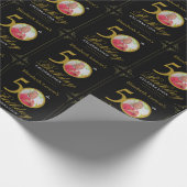 Papier Cadeau Elégant Black and Gold 50th Birthday Invitation (Coin)