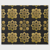 Papier Cadeau Elegant Black and Gold Ornate Christmas Wrapping P (Plat)