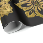 Papier Cadeau Elegant Black and Gold Ornate Christmas Wrapping P (Coin rond)