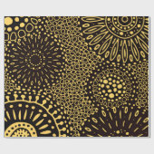 Papier Cadeau Elegant Black Gold Ethnic Floral Wrapping Paper (Plat)