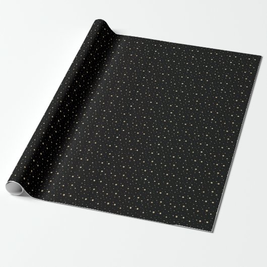 Papier Cadeau Elegant Black & Gold Glitter (Déroulé)