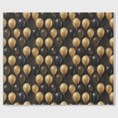 Papier Cadeau Elégant Black Gold Parties scintillant Ballons Mot (Plat)