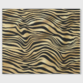 Papier Cadeau Elégant Black Gold Shimmer Zebra Imprimer Annivers (Plat)