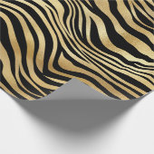 Papier Cadeau Elégant Black Gold Shimmer Zebra Imprimer Annivers (Coin)