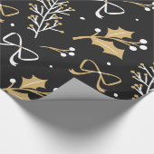 Papier Cadeau Elegant Black Mistletoe et Ribbon Christmas (Coin)