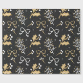 Papier Cadeau Elegant Black Mistletoe et Ribbon Christmas (Plat)