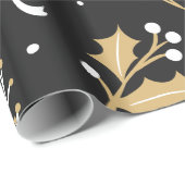 Papier Cadeau Elegant Black Mistletoe et Ribbon Christmas (Coin rond)