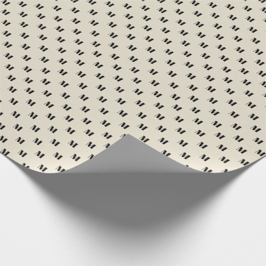 Papier Cadeau Élégant blanc blanc noir monogrammé motif (Coin)