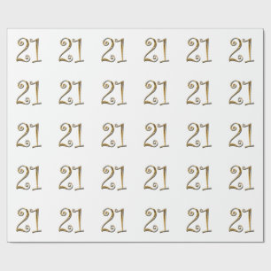 Papier Cadeau élégant blanc de 21ème or d'anniversaire