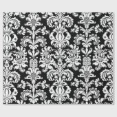 Papier Cadeau Elégant blanc floral damas noir Arrière - plan (Plat)