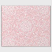 Papier Cadeau Elégant Blanc Floral Mandala Rose Design (Plat)
