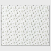 Papier Cadeau Élégant Blanc hiver verdure Botanique Noël (Plat)
