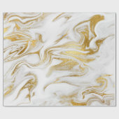 Papier Cadeau Elégant Blanc Or Faux Marbre Noël (Plat)