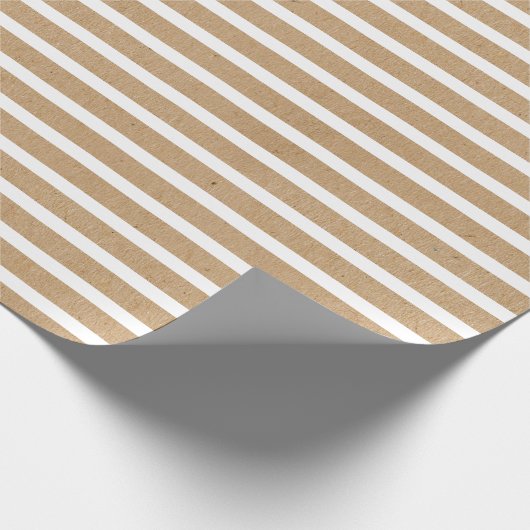 Papier Cadeau Elégant Blanc Simple Sur Faux Rustique Brown Kraft (Coin)