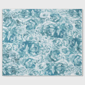 Papier Cadeau Elégant bleu Abstrait Floral Roses (Plat)