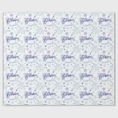 Papier Cadeau Elégant bleu blanc calligraphie Feu d'artifice Ann (Plat)