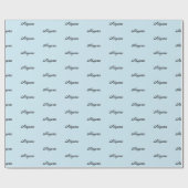 Papier Cadeau Elegant bleu clair nom de script personnalisé Anni (Plat)