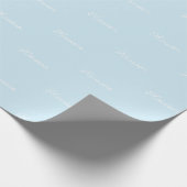 Papier Cadeau Elégant bleu clair nom de script personnalisé text (Coin)