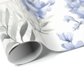 Papier Cadeau Élégant Bleu Delphinium Floral (Coin rond)