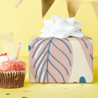 Papier cadeau élégant bleu et blush Nature