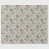 Papier Cadeau Elégant bleu Floral Queen Bee, Honeycomb & Fleurs (Plat)