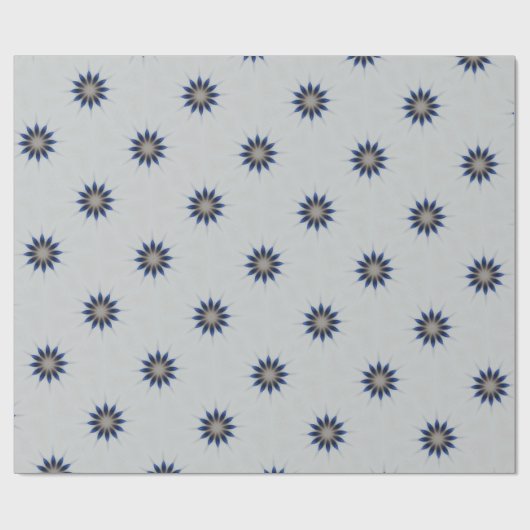 Papier Cadeau Élégant bleu gris kaléidoscope fleurs florales (Plat)