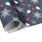 Papier Cadeau Elégant bleu marine 💙 pickleball Noël (Coin rond)