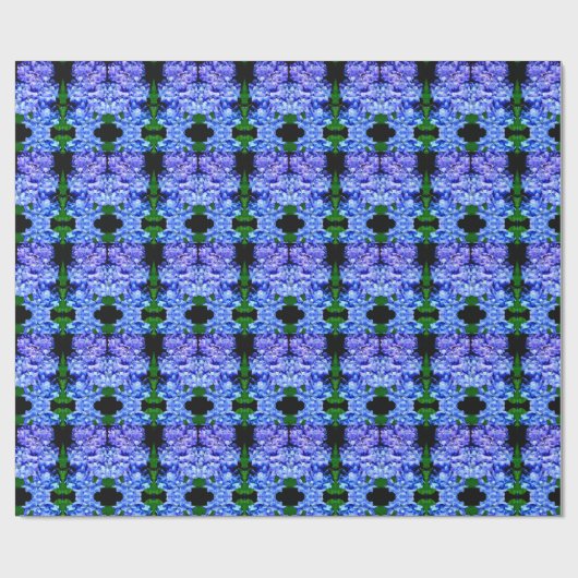Papier Cadeau élégant bleu mauve magenta floral hydrangea (Plat)