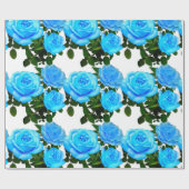 Papier Cadeau Elégant bleu turquoise rose bleu floral bleu fleur (Plat)