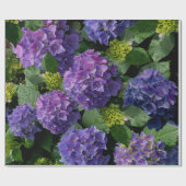 Papier Cadeau Elégant bleu violet magenta vert hydrangée florale (Plat)