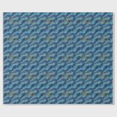 Papier Cadeau Elegant Blue Gold Abstract Marble Design (Plat)