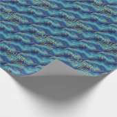 Papier Cadeau Elegant Blue Gold Abstract Marble Design (Coin)