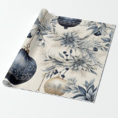 Papier Cadeau Elegant Blue & Gold Christmas (Déroulé)