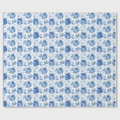 Papier Cadeau Elegant Blue & White Christmas Gift Wrapping Paper (Plat)