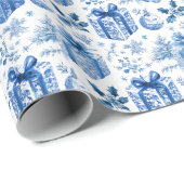 Papier Cadeau Elegant Blue & White Christmas Gift Wrapping Paper (Coin rond)