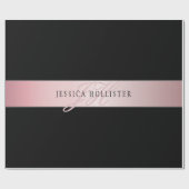 Papier Cadeau Elégant Blush Faux Rose Gold | Nom et initiales (Plat)