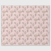 Papier Cadeau Elégant Blush Pink Silver Nom Age Texte Ballerina (Plat)