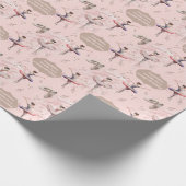 Papier Cadeau Elégant Blush Pink Silver Nom Age Texte Ballerina (Coin)