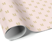 Papier Cadeau Élégant blush rose or personnalisé monogramme init (Coin rond)
