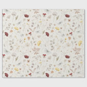 Papier Cadeau Élégant Boho Fleurs SauvagesFeuillage (Plat)