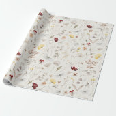 Papier Cadeau Élégant Boho Fleurs SauvagesFeuillage (Déroulé)
